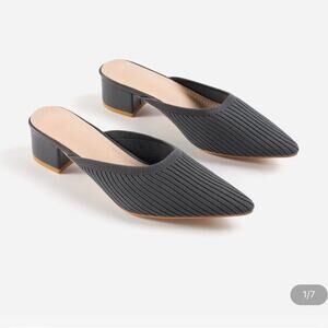 Helka pointed-toe mule modern ribbed gray heel minimal size 10